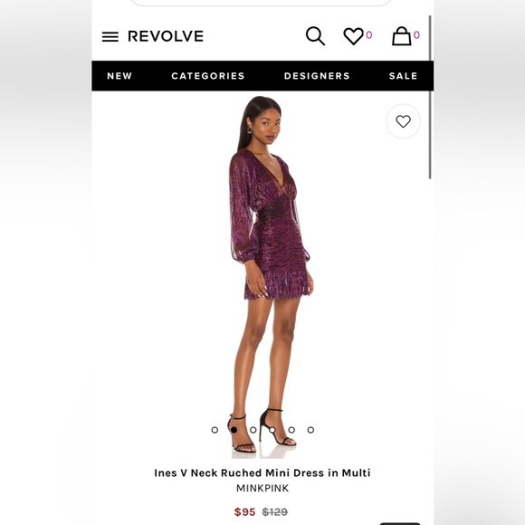 NWT- MINKPINK INES V-NECK RUCHED MINI DRESS - Picture 11 of 13